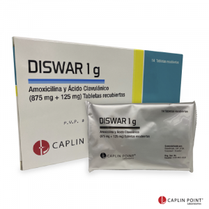 DISWAR (AMOXICILINA + ACIDO CLAVULANICO 875MG+125MG) CAPLIN POINT  x 14 Tabletas Recubiertas